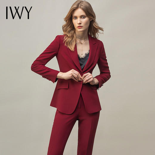 IWY/高级感西装套装女红色气质干练商务总裁工服播音艺考主持正装CP11359 商品图1