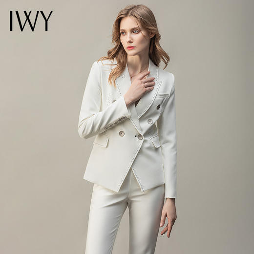 IWY/杏色西服套装女长袖英伦风气质干练时尚高端职业装商务工作服CP31376 商品图2