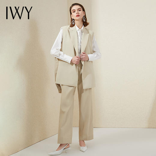 IWY/杏色时尚套装马甲阔腿裤高腰韩版宽松早职业装洋气两件套213196C6+P6 商品图2