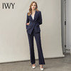 IWY/藏青色西装外套女不对称商务气质工作服西服阔腿裤正装套装女C11356+P31356 商品缩略图3