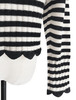TYNVIE 波浪纹饰边羊绒混纺开衫-黑白条纹 商品缩略图4