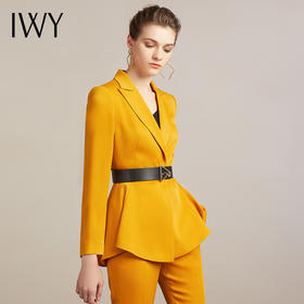 IWY/明黄色西服套装女微喇裤时尚气质演讲比赛服装主持人高端名媛213166C1+P3