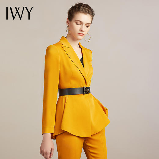 IWY/明黄色西服套装女微喇裤时尚气质演讲比赛服装主持人高端名媛213166C1+P3 商品图0