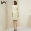 IWY/时尚休闲职业西装外套女双排扣绑带面试套裙中长款杏色西服连衣裙213188Q1 商品缩略图3