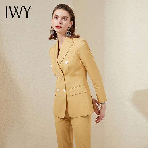 IWY/黄色西服高级职业装套装高端经理气质正装双排扣ol工作服女201041C1+P1 商品图1
