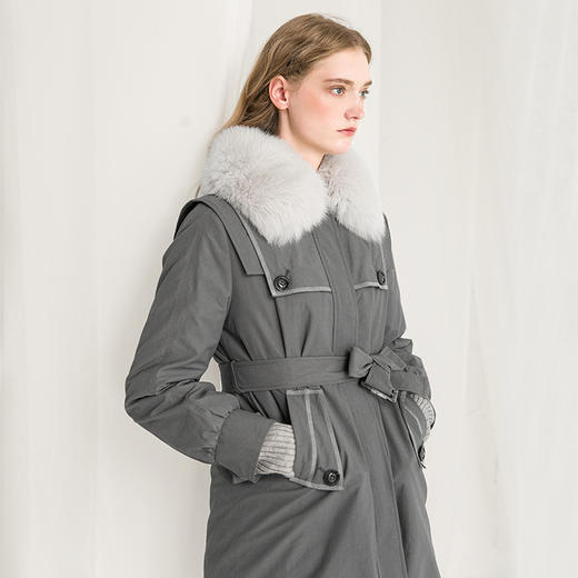 famecoco范可儿羽绒服外套保暖大毛领外套系带收腰F218AD003 商品图2