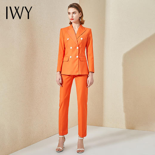 IWY/播音艺考服装主持人橘色职业装女套装气质工作服休闲商务西装CP9309 商品图2