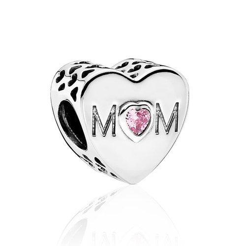 PANDORA/潘多拉 时尚粉色母亲的心镂空纹理串珠 791881PCZ 银色 商品图1
