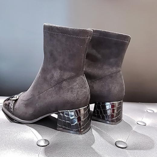 lfgj jeans BM603 新品牛皮石头纹拼接弹力布短靴 商品图4