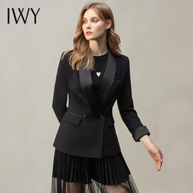 IWY/气质优雅黑色纱裙西装外套女时尚百搭通勤职业裙装工作服C10380+7500457