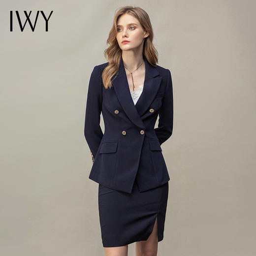 IWY/西装套装女藏青色名媛套裙ol职业装时尚气质商务白领正装工服CS11355 商品图1