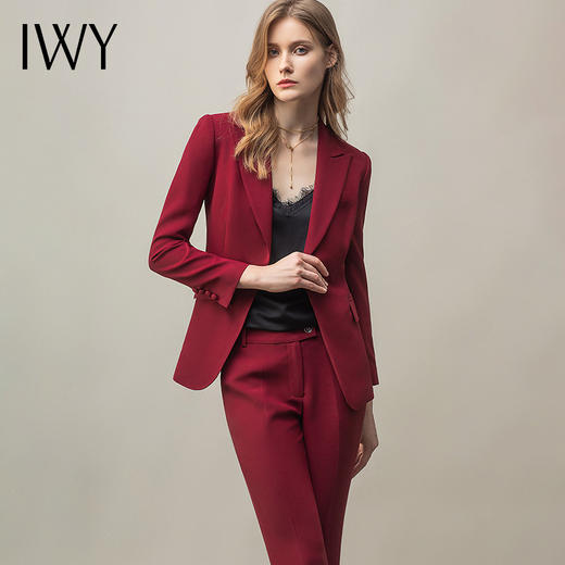 IWY/红色西装套装微喇裤主持人会服装气质干练商务总裁ol工作服C11359+P31359 商品图2