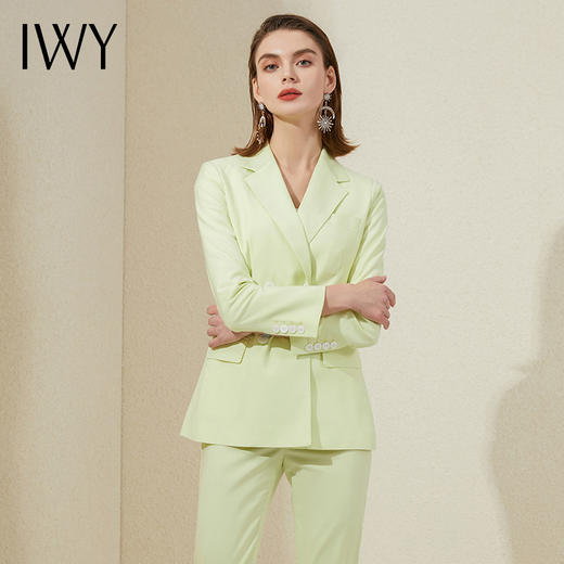 IWY/高级西装套装清新绿色职业装商务时尚套装ol西服上镜艺考服装201003C1+P1+S1 商品图1