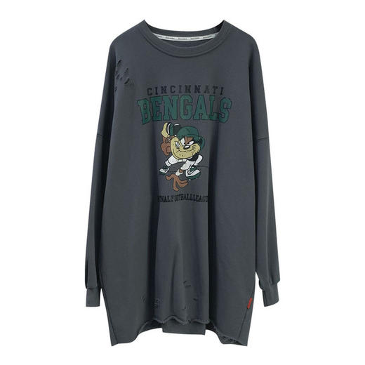 【孕妈专享】春秋款孕妇装时尚破洞卡通印花卫衣宽松大码孕妇上衣洋气减龄卫衣 商品图4