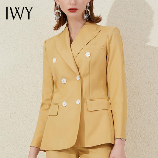 IWY/黄色西服高级职业装套装高端经理气质正装双排扣ol工作服女201041C1+P1 商品图4