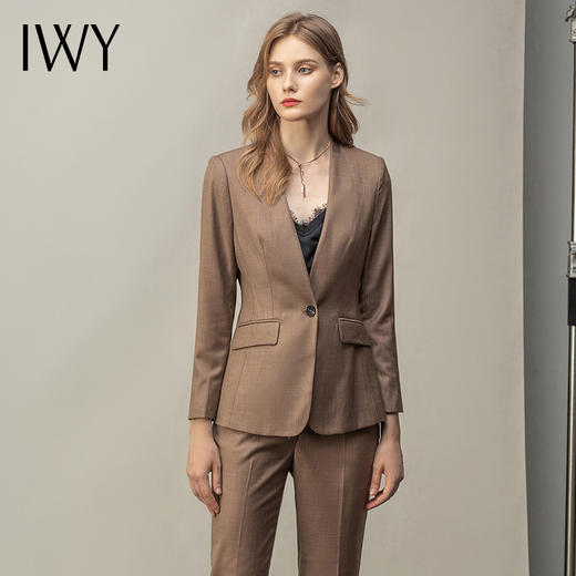 IWY/卡其西服套装女英伦风面试工作服OL休闲职业装高端小西装通勤正装CP11370 商品图1