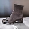 lfgj jeans BM603 新品牛皮石头纹拼接弹力布短靴 商品缩略图1
