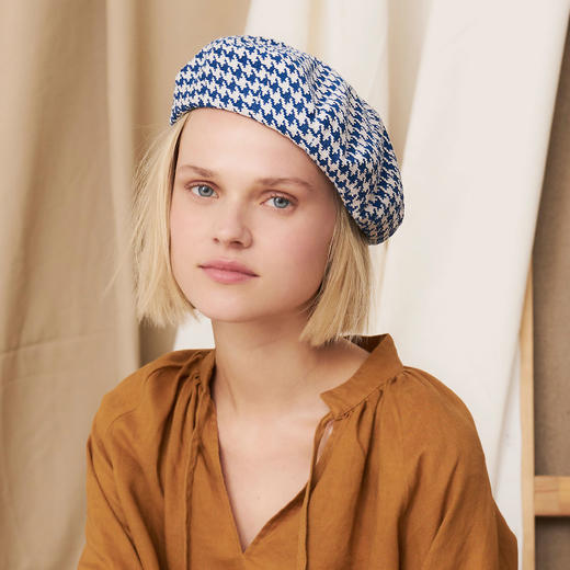 北京仓｜LAULHERE-Glaieul-皇家蓝 千鸟格 贝雷帽［法国设计师］ 商品图1