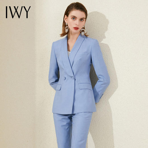 IWY/蓝色通勤西装套装女时尚高端讲师职业装气质女神范主持人正装203135C1+P1 商品图0