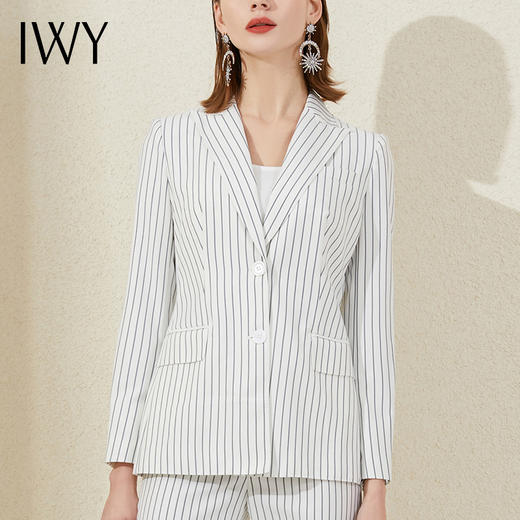 IWY/白色条纹高端职业西装套装女总裁时尚英伦风正装干练气质工作服201006C1+P1 商品图4