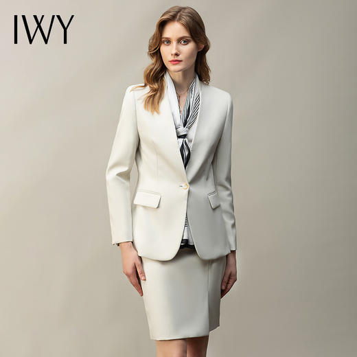 IWY/米白色西装套裙女播音艺考主持人工作服高端职业装气质女神范正装CS11380 商品图1