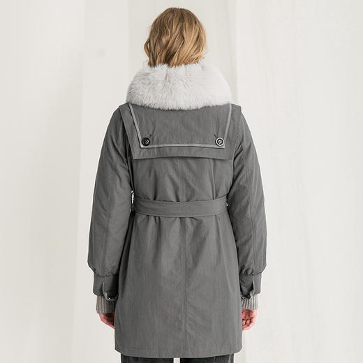 famecoco范可儿羽绒服外套保暖大毛领外套系带收腰F218AD003 商品图4