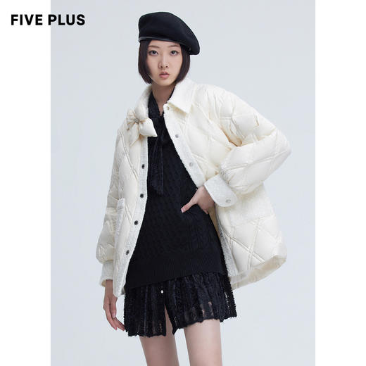 FIVE PLUS 女冬装小香风羽绒服女宽松小个子外套法式菱格2NN4335210 商品图3