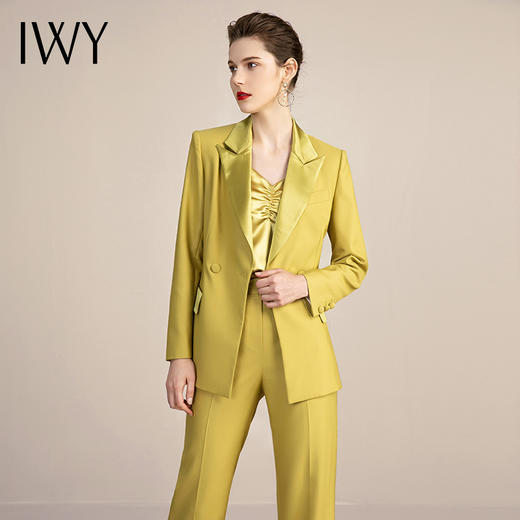 IWY/时尚黄色职业装气质女神范西服高端工作服正装女总裁西装套装213137C1+P3 商品图2
