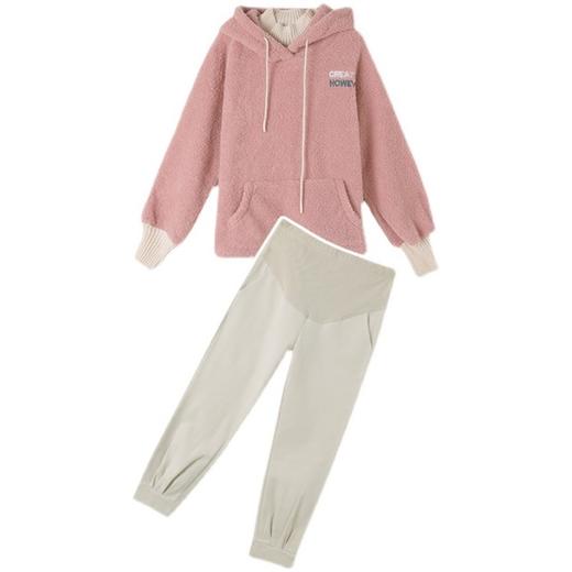 【包容各种孕妈身材】孕妇装套装秋冬装羊羔毛加绒加厚两件套时尚款宽松大码卫衣 商品图4