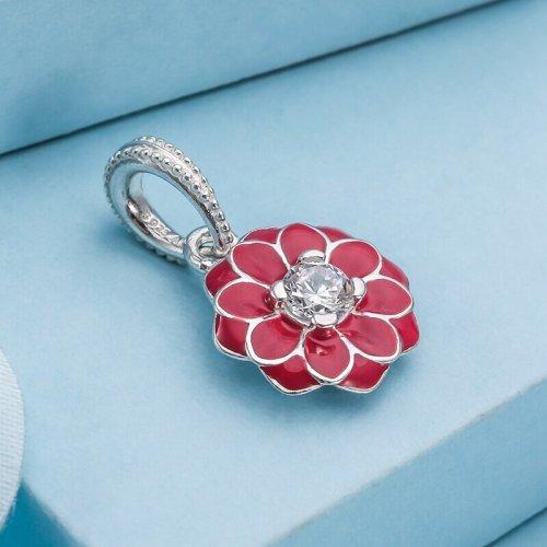 PANDORA/潘多拉女士925银珐琅红色雏菊项链吊坠791829CZ 商品图4