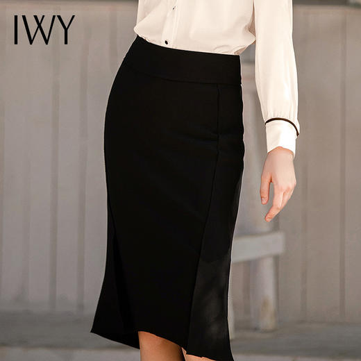 IWY/黑色气质百搭职业半裙女ol修身显瘦名媛包臀鱼尾裙工作服S1357 商品图1