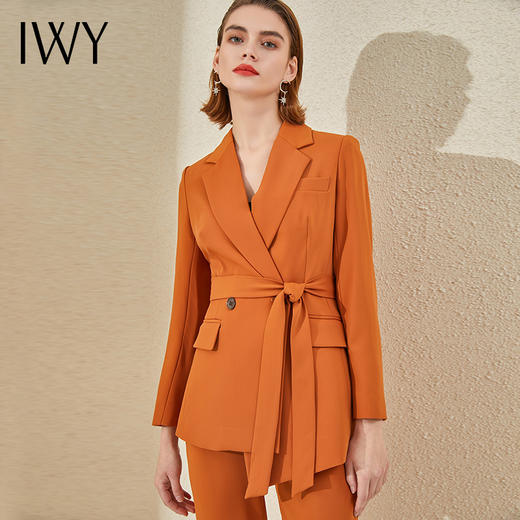 IWY/气质焦糖色绑带西装套装女高端韩版干练总裁套裤商务工作服OL CP9328 商品图4