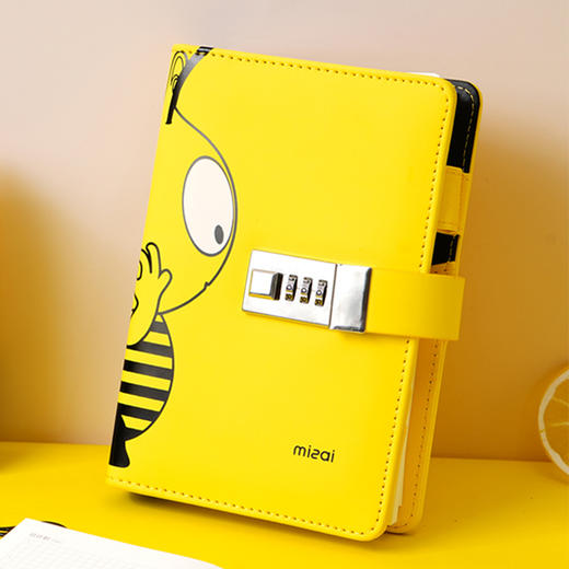 卡杰小蜜蜂密码本黄色蜜仔A6CA6H0632-7学生笔记本创意小清新复古文艺加密记事本 商品图3