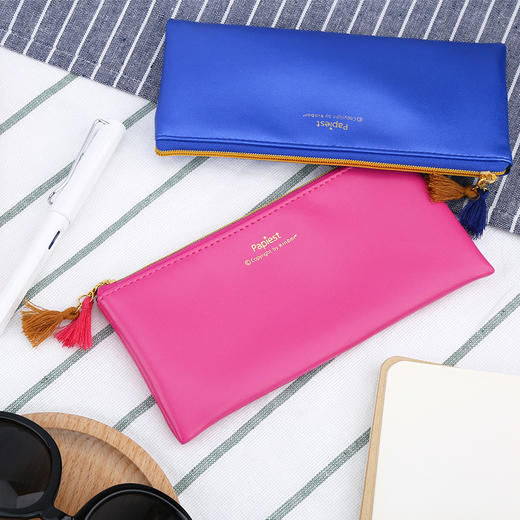 广博玫瑰粉-流苏/KBB22462-1笔袋小清新文具袋简约手包创意时尚化妆包 商品图3