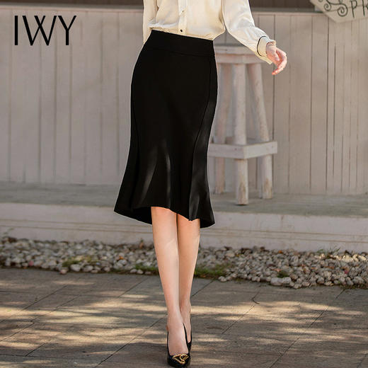 IWY/黑色气质百搭职业半裙女ol修身显瘦名媛包臀鱼尾裙工作服S1357 商品图4