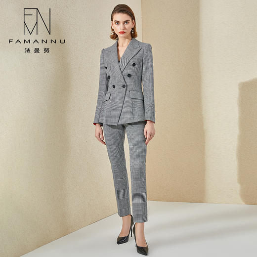 IWY/灰色格纹西装套装气质英伦风高端商务面试正装职业装通勤干练西服CP9354 商品图2
