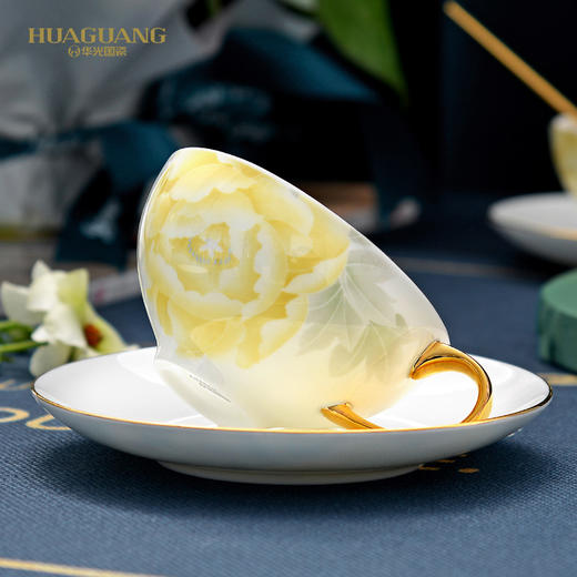 【富贵花开咖啡具】华光国瓷欧式陶瓷咖啡杯具套装 牛奶杯骨质瓷锦盒礼品 商品图2