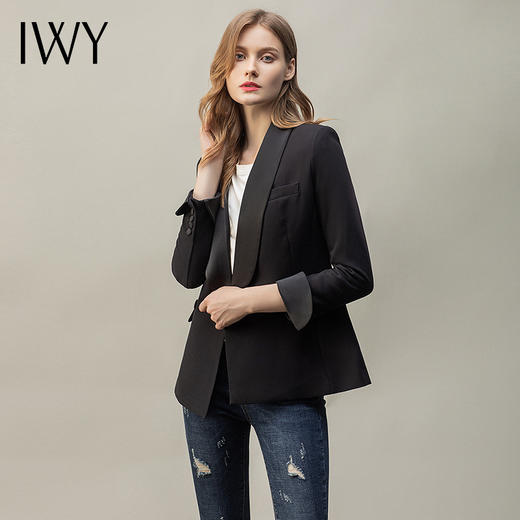 IWY/时尚牛仔裤西装套装女休闲气质西服外套商务修身上班职业正装C10380 商品图3
