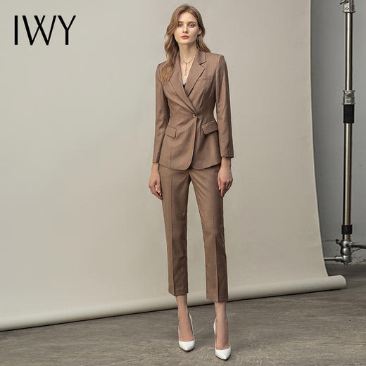 IWY/咖色工作服套装女装时尚修身西装正装气质ol商务律师通勤职业装CP11372 商品图4