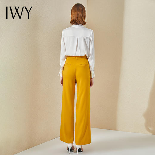 IWY/白色衬衫绑带明黄色阔腿裤长裤时尚套装珠宝店工作服201050b1+34P2 商品图3
