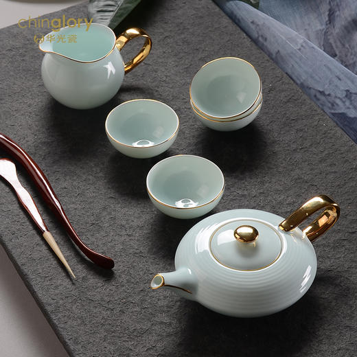 华光陶瓷 华青瓷茶具套装礼盒装 功夫茶具 6头青之幻 商品图4
