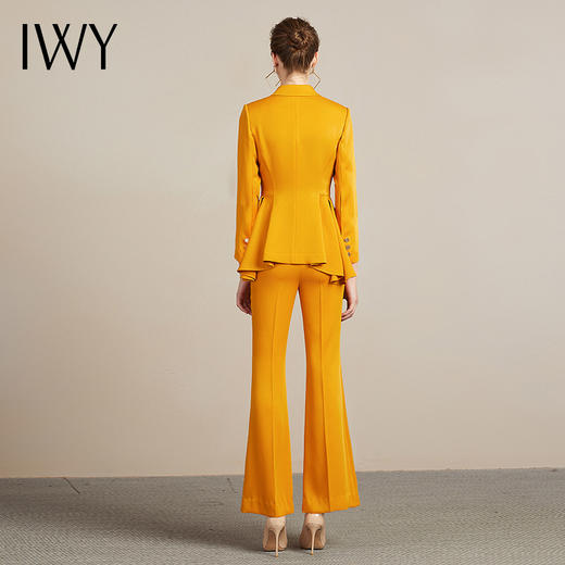IWY/明黄色西服套装女微喇裤时尚气质演讲比赛服装主持人高端名媛213166C1+P3 商品图3