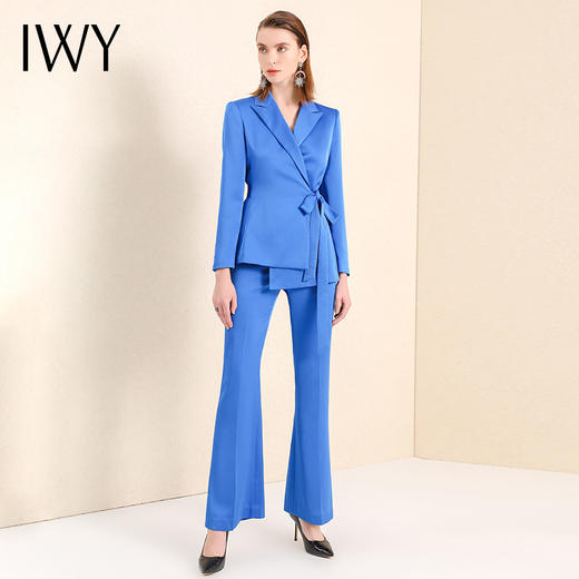 IWY/蓝色绑带不规则西装套装女高级女神范职业装套装总裁范ol西服213169C1+P3 商品图2