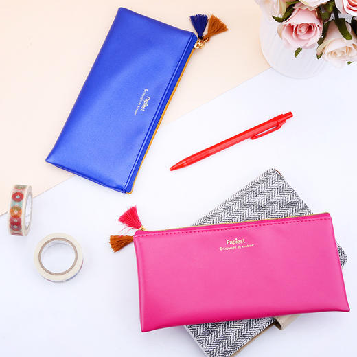广博玫瑰粉-流苏/KBB22462-1笔袋小清新文具袋简约手包创意时尚化妆包 商品图2