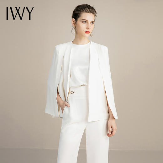 IWY/高端白色职业套装女时尚宴会总裁正装气质宽松阔腿裤西装213176C3+P2+B3 商品图1