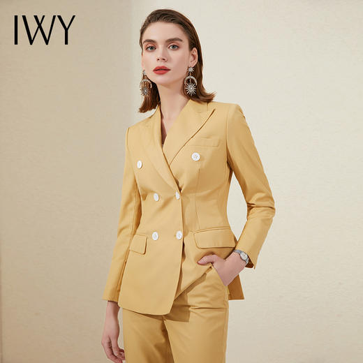 IWY/黄色西服高级职业装套装高端经理气质正装双排扣ol工作服女201041C1+P1 商品图0