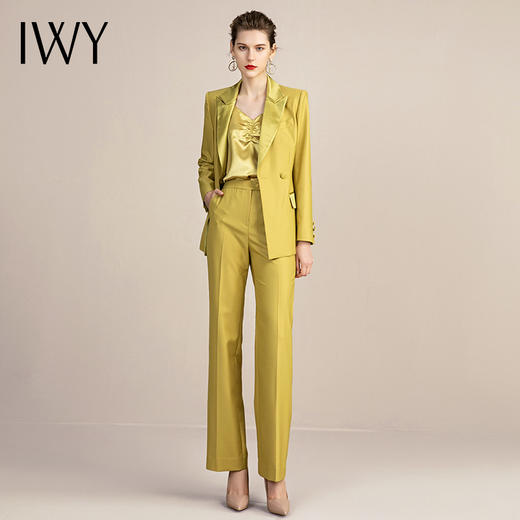 IWY/时尚黄色职业装气质女神范西服高端工作服正装女总裁西装套装213137C1+P3 商品图1