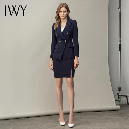 IWY/西装套装女藏青色名媛套裙ol职业装时尚气质商务白领正装工服CS11355 商品图2