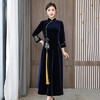 AHM- olz1928 丝绒奥戴旗袍连衣裙女2021秋冬季中国风刺绣修身立领妈妈装长裙子 商品缩略图3