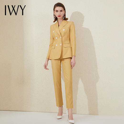 IWY/黄色西服高级职业装套装高端经理气质正装双排扣ol工作服女201041C1+P1 商品图2